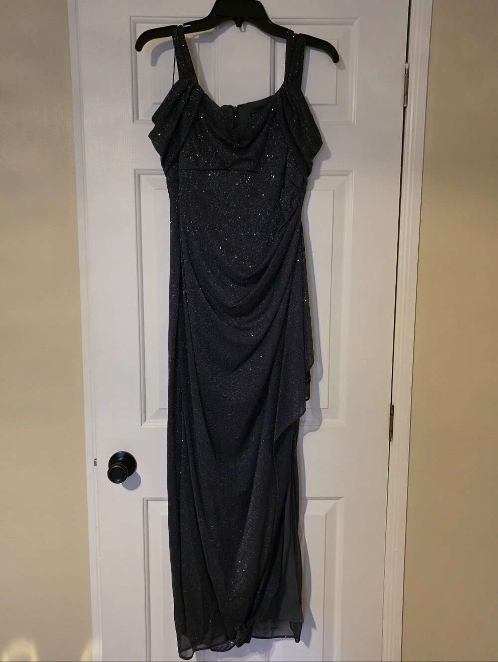 Alex Evenings Sparkle Draped Maxi Gown